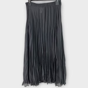 Moda International Sheer Georgette Pleated Midi Skirt (Black) - Small